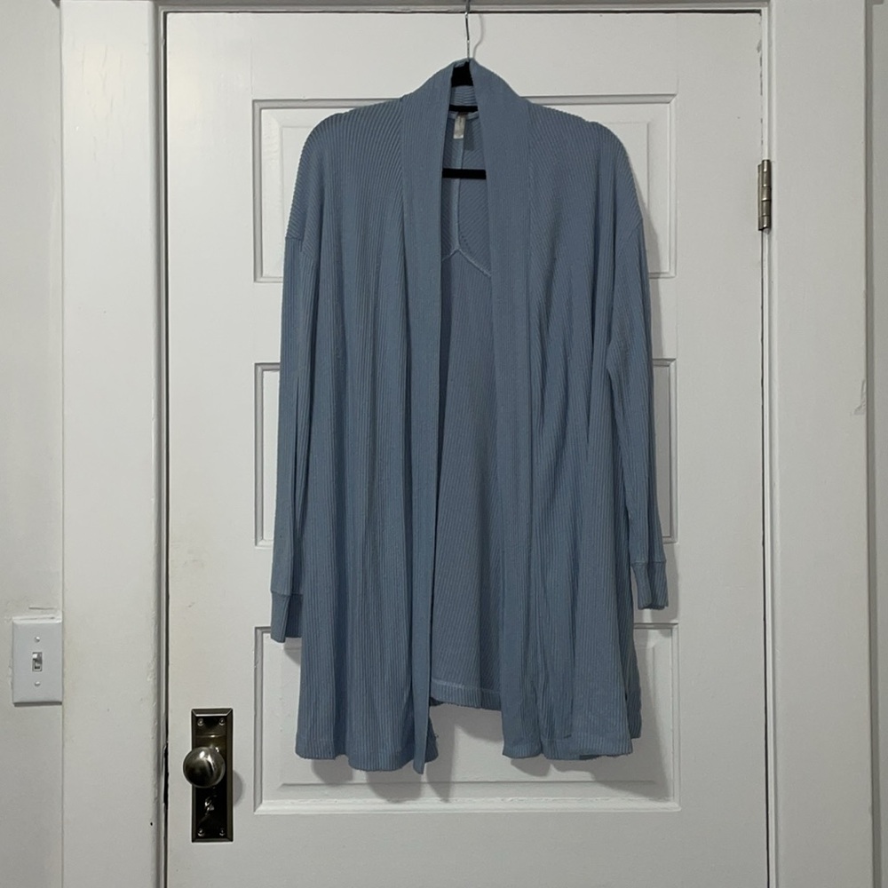 Simple Pleasures Blue Open Front Cardigan